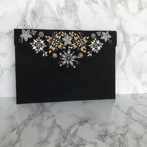 Rebecca Minkoff Black Jeweled Envelope Clutch